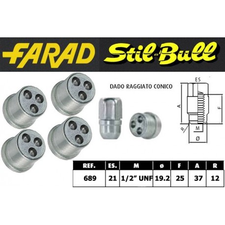 Farad Stil Bull Dadi antifurto con 2 chiavi cod 689