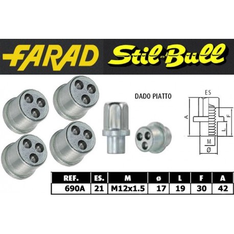 Farad Stil Bull Dadi antifurto con 2 chiavi cod 690A
