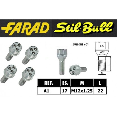 Farad Stil Bull Bulloni antifurto con 2 chiavi cod A1