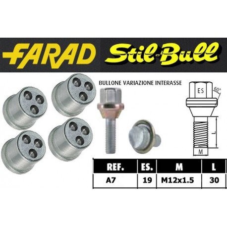 Farad Stil Bull Bulloni antifurto con 2 chiavi cod A7