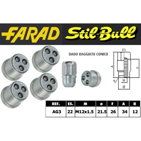 Farad Stil Bull Dadi antifurto con 2 chiavi cod AG3