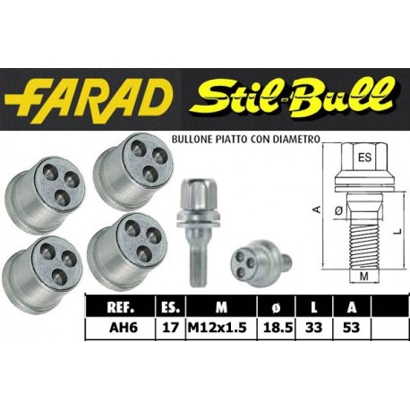 Farad Stil Bull Bulloni antifurto con 2 chiavi cod AH6