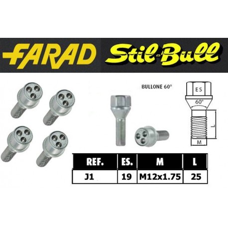 Farad Stil Bull Bulloni antifurto con 2 chiavi cod J1