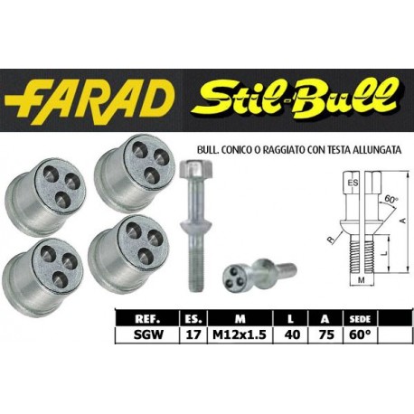 Farad Stil Bull Bulloni antifurto con 2 chiavi cod SGW