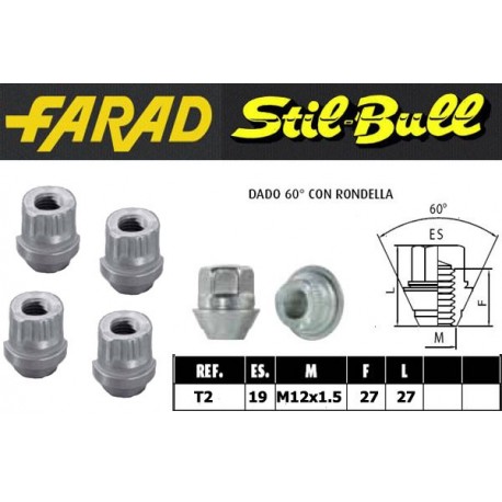 Farad Stil Bull Dadi antifurto con 2 chiavi cod T2