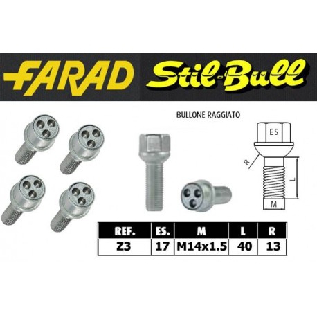 Farad Stil Bull Bulloni antifurto con 2 chiavi cod Z3