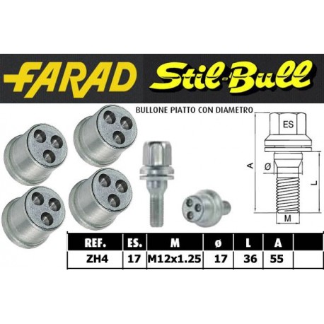 Farad Stil Bull Bulloni antifurto con 2 chiavi cod ZH4