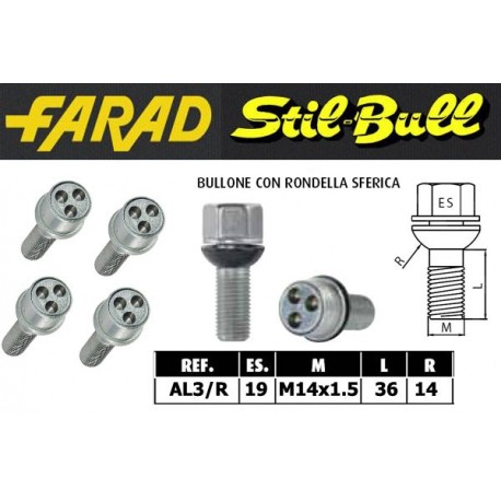 Farad Stil Bull Bulloni antifurto con 2 chiavi cod AL3/R