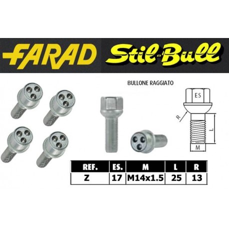 Farad Stil Bull Bulloni antifurto con 2 chiavi cod Z